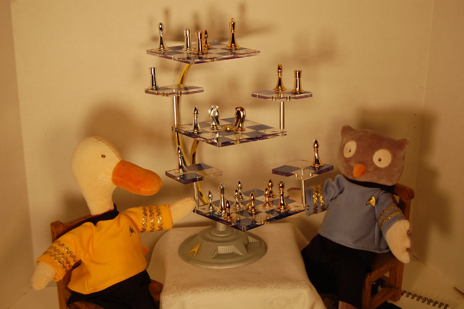 Star Trek Tri-Dimensional Chess Set - 24kt Gold and Sterling